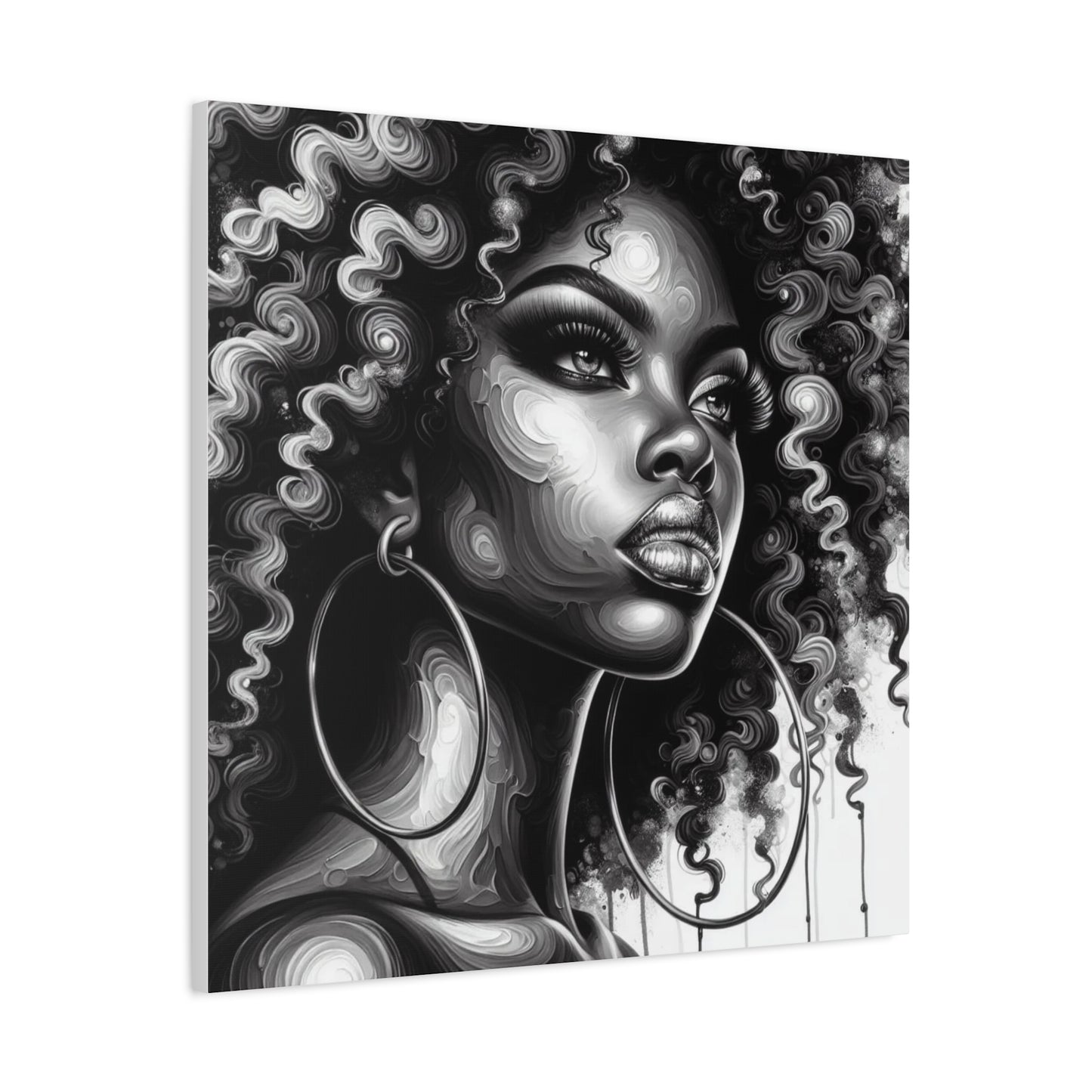 Beautiful Woman Abstract Black Canvas Art