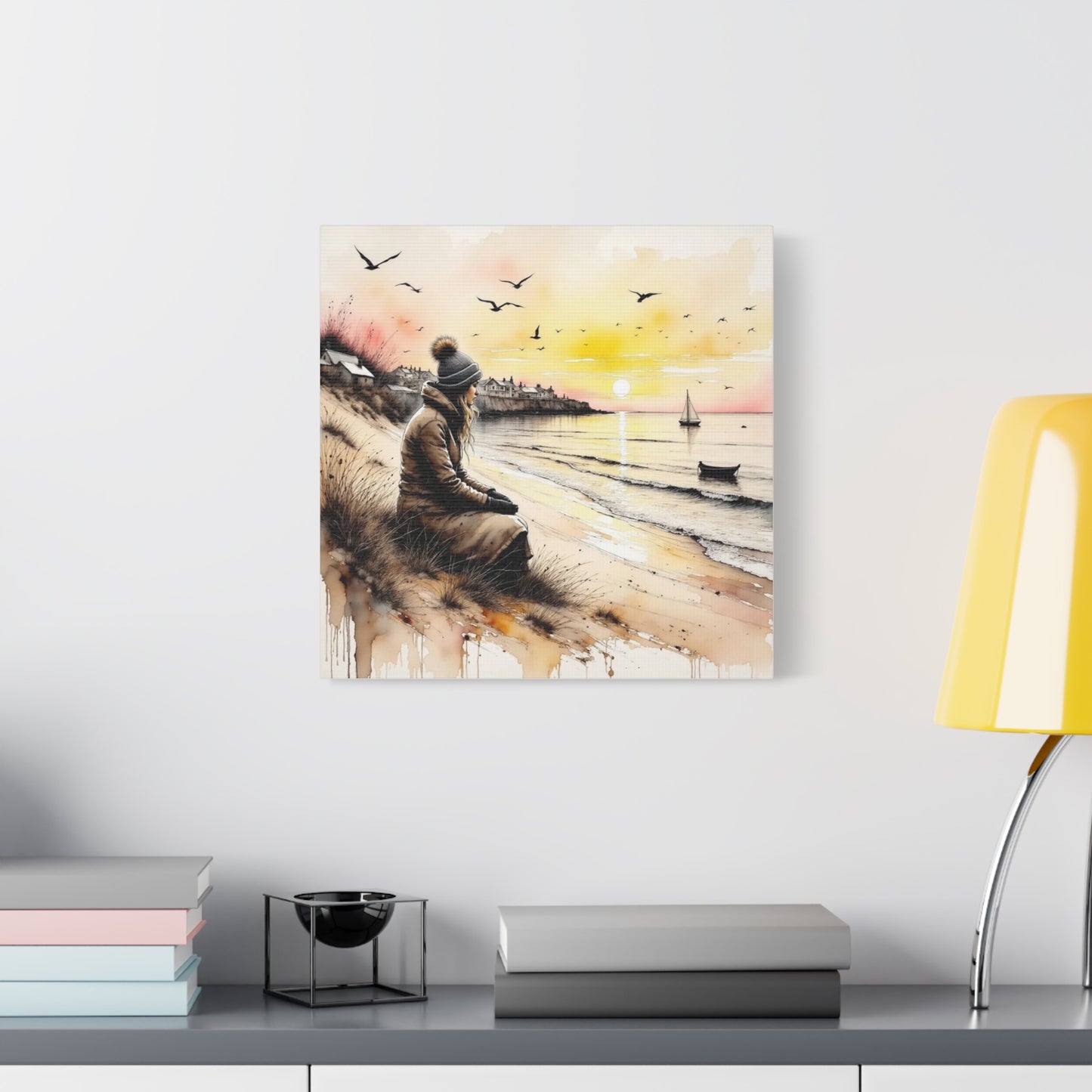Girl on the Beach in the Winter Abstract Art