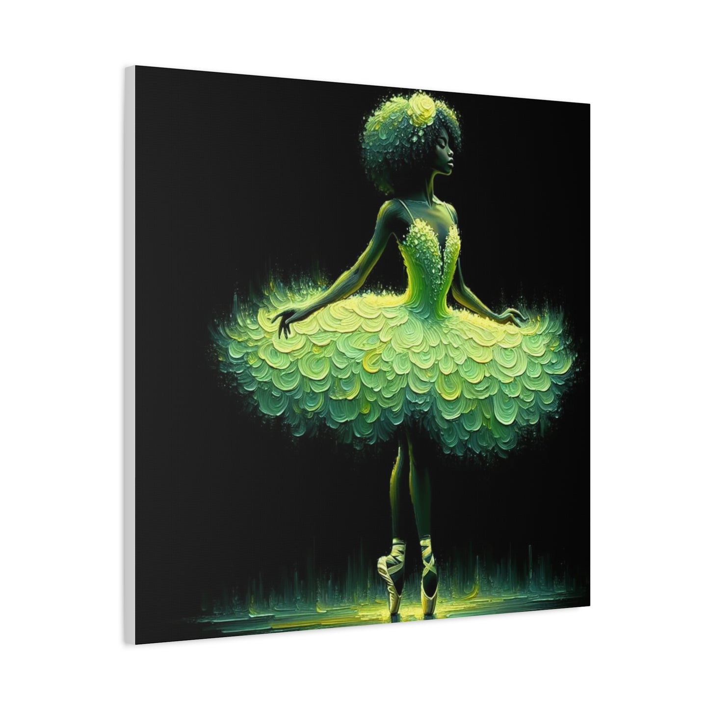 Beautiful Black Ballerina in Yellow Canvas Art