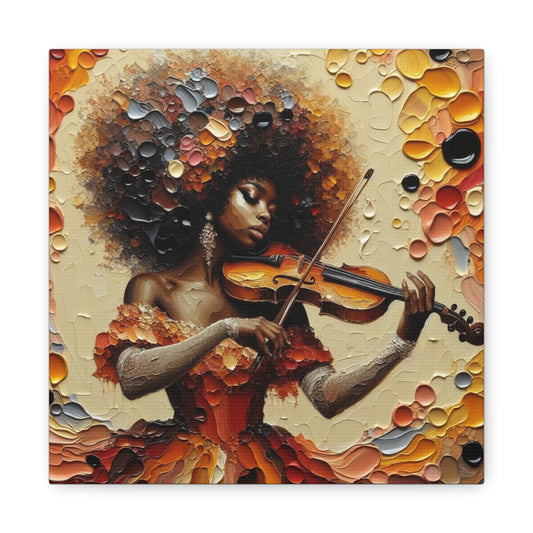Beautiful Black Woman Violinist Canvas Art