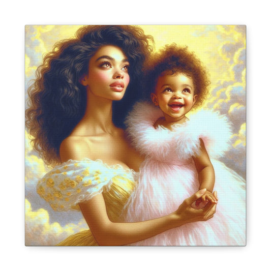 Mother and Daughter Black Canvas Art