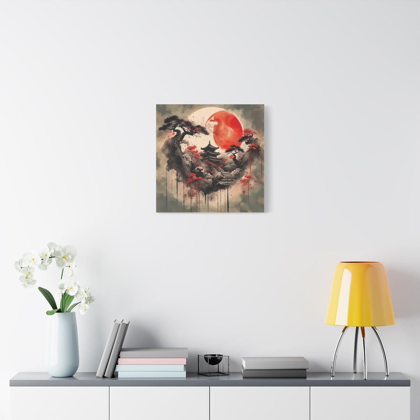 Red Moon Asian Abstract Art
