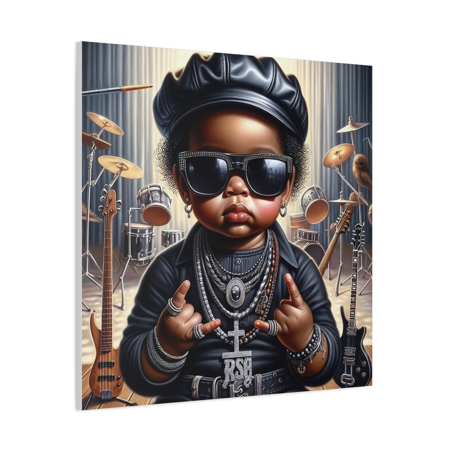 Cool Little Boy Black Canvas Art