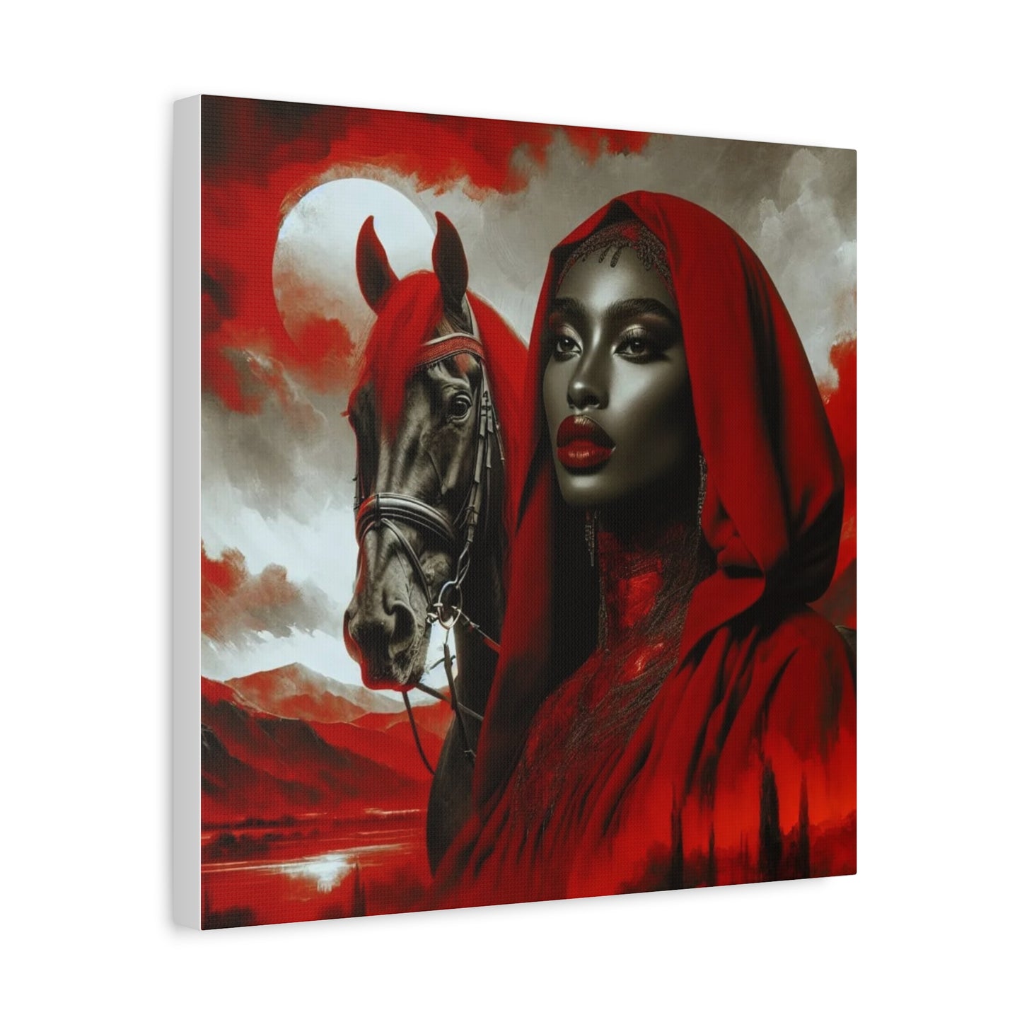 Beautiful Black Woman and her Horse Canvas Art