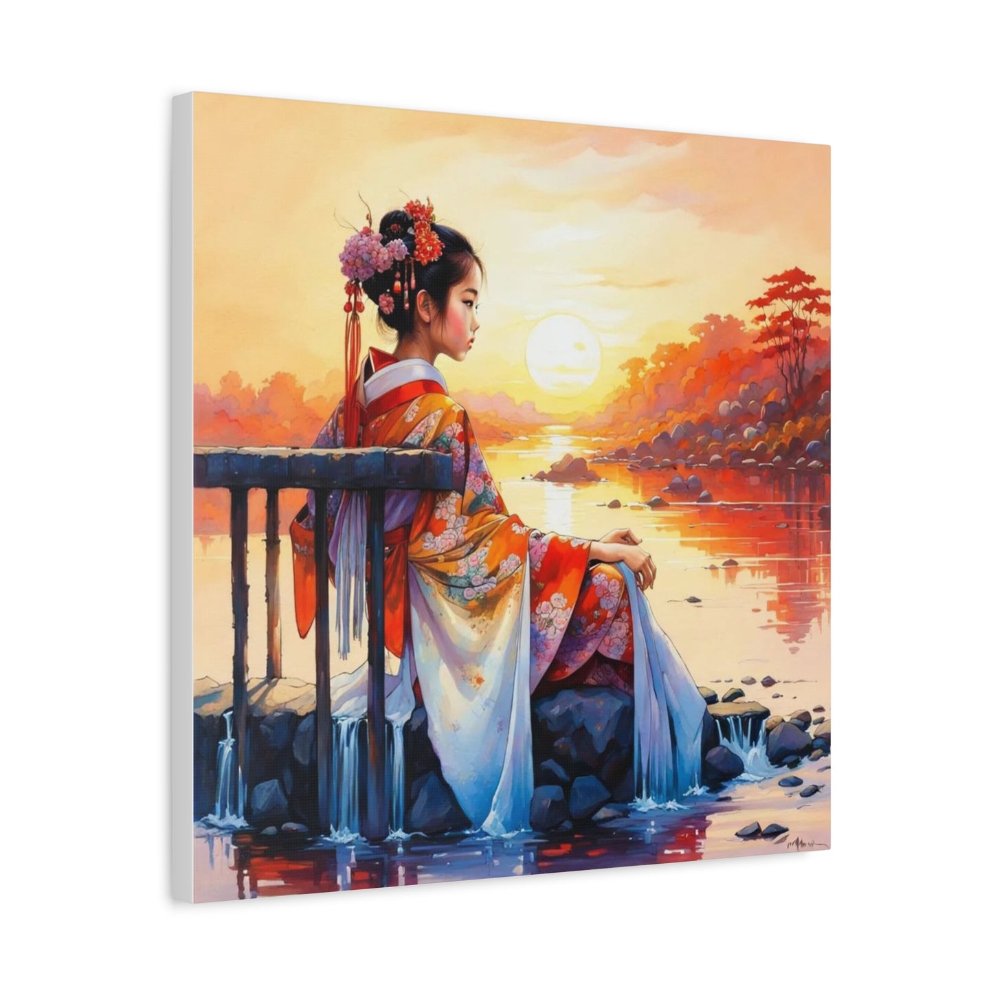 Girl by the Water Asian Abstract Art