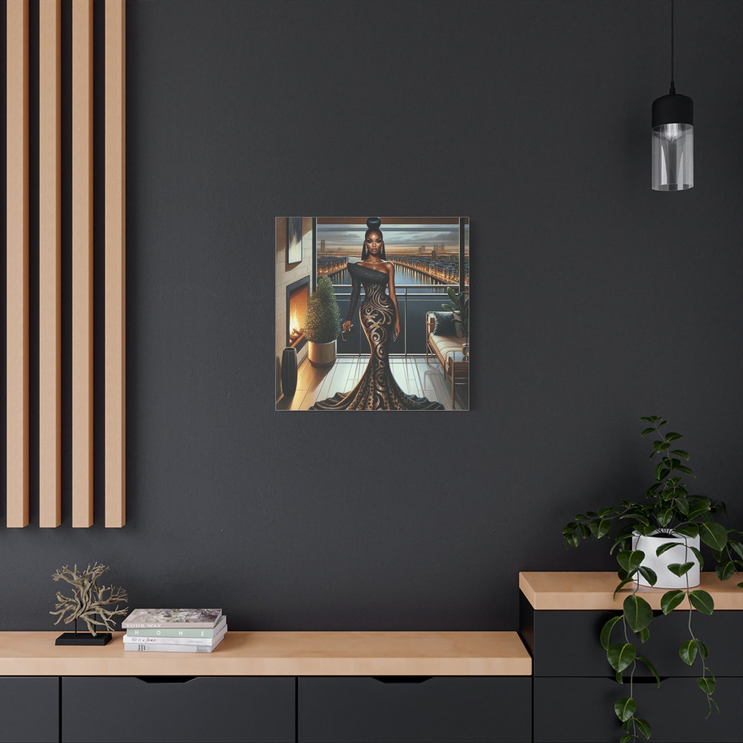 Elegant Woman Black Canvas Art