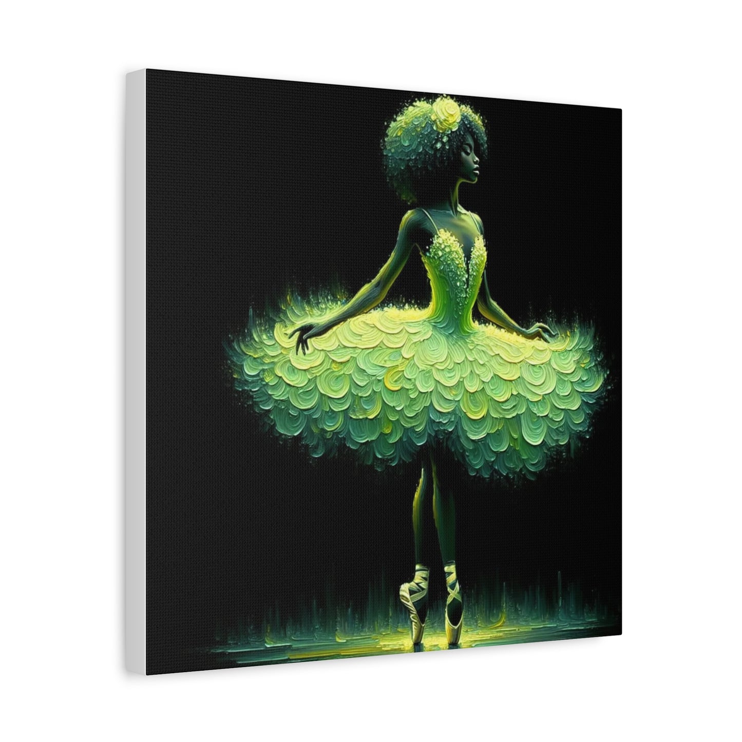 Beautiful Black Ballerina in Yellow Canvas Art