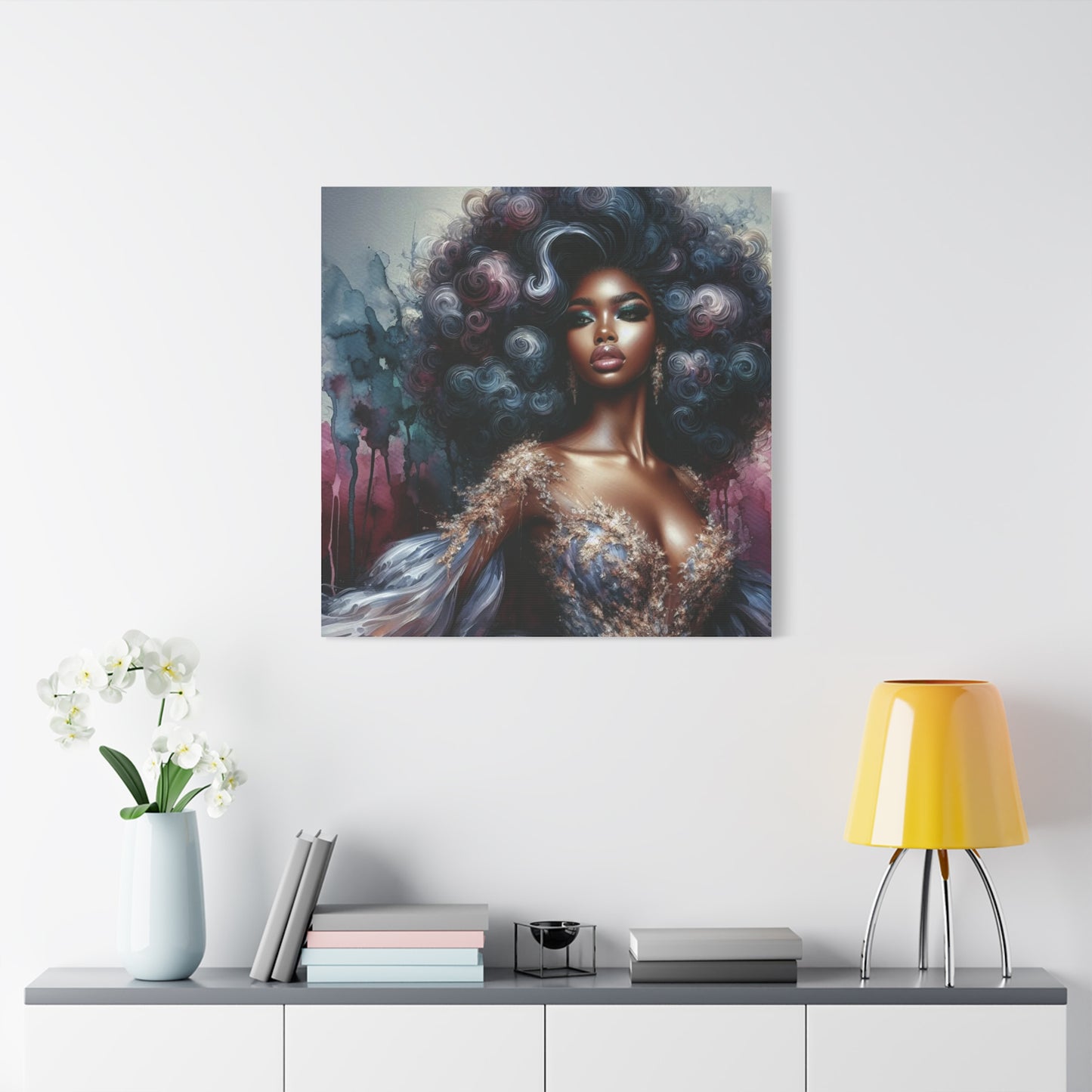 Beautiful Woman Black Canvas Art