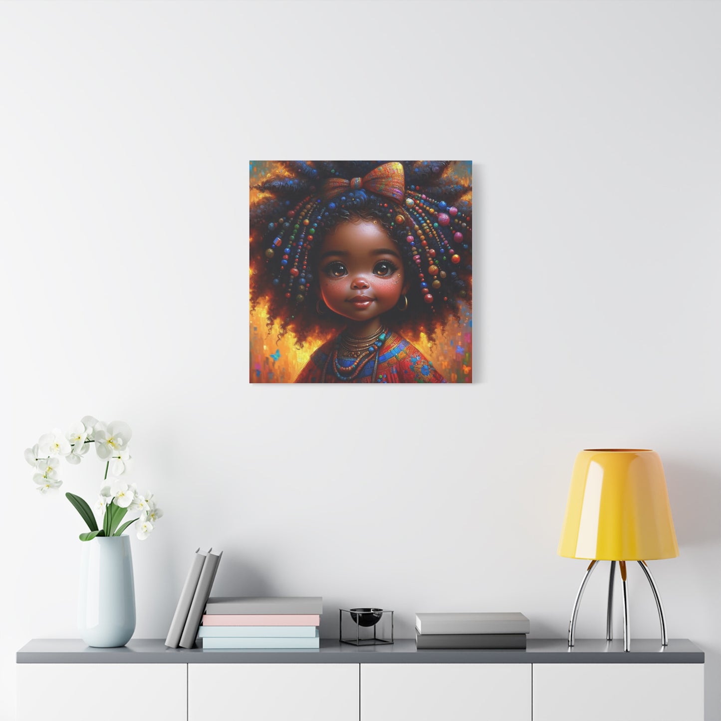 Beautiful Child Black Canvas Art