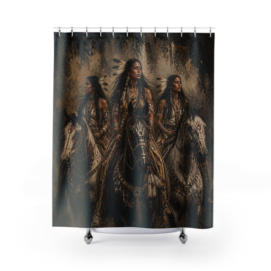 Native American Warrior Women Shower Curtain