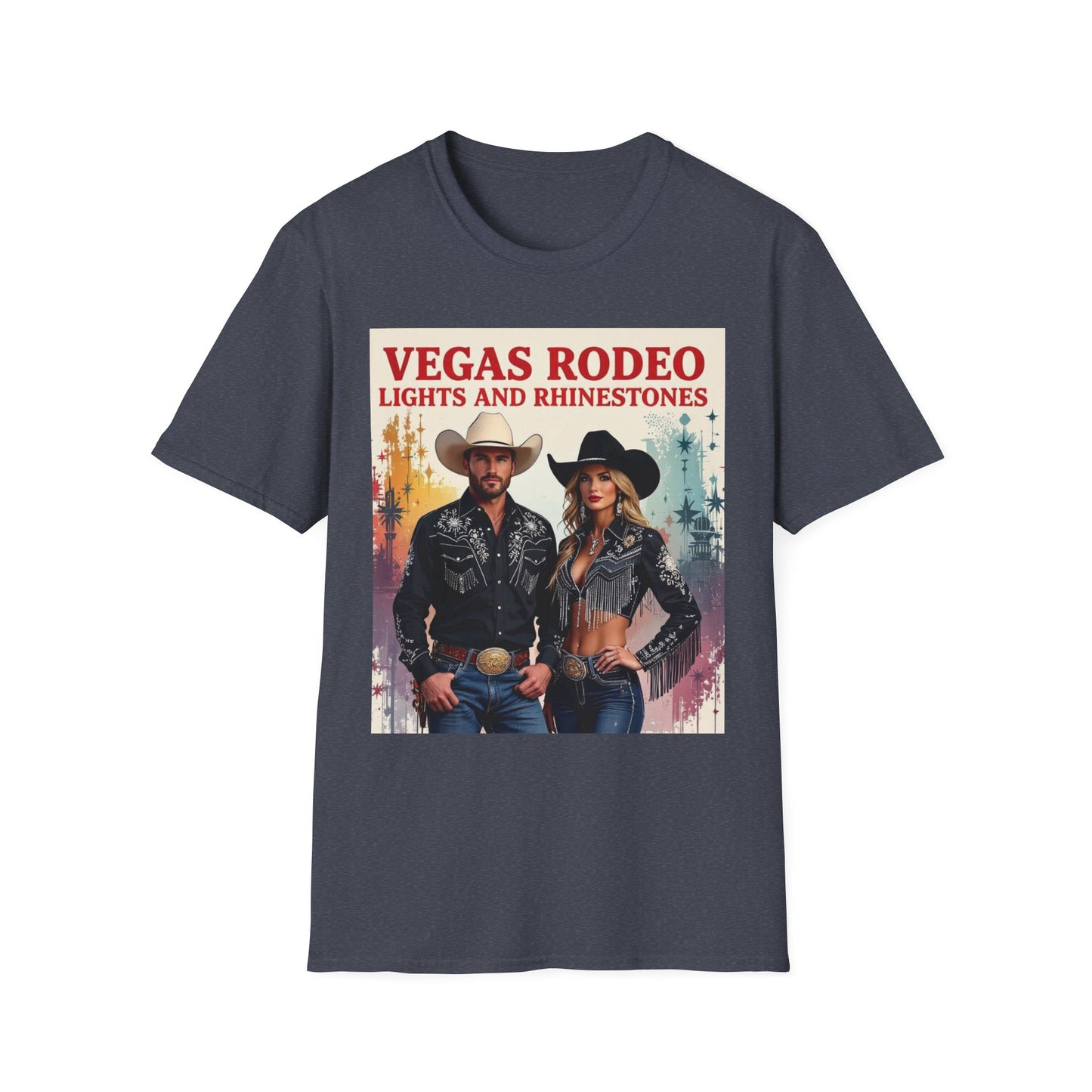 Vegas Rodeo Lights and Rhinestones Western Boho, Unisex T-Shirt,