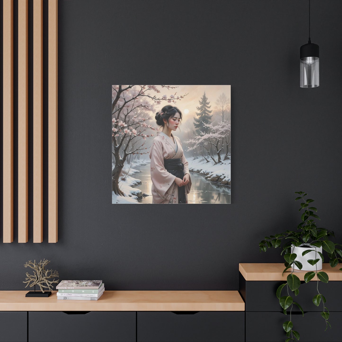 Lady in the Snow Asian Abstract Art