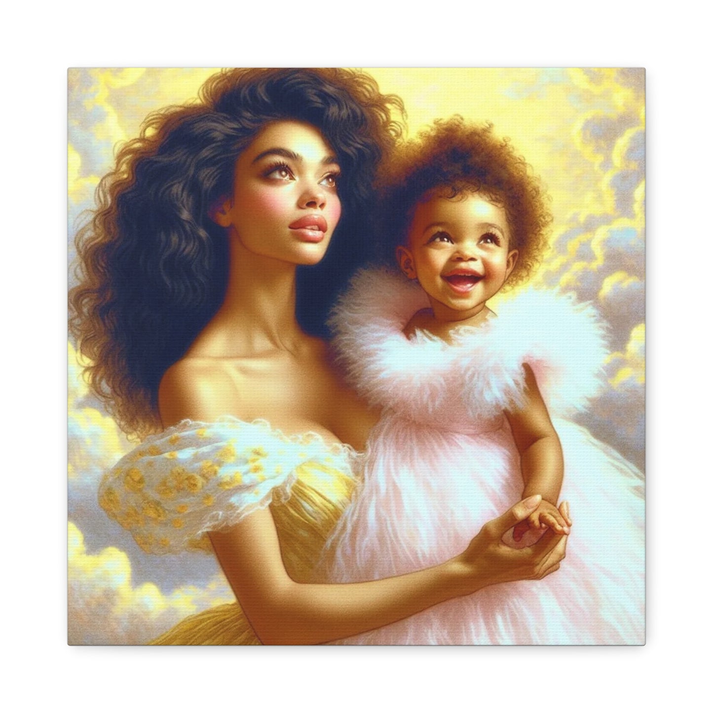 Mother and Daughter Black Canvas Art