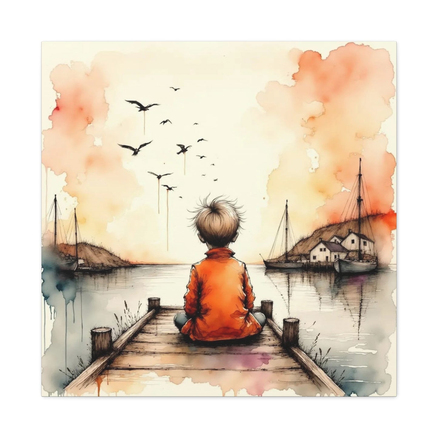 Little Boy on the Dock Abstract Art