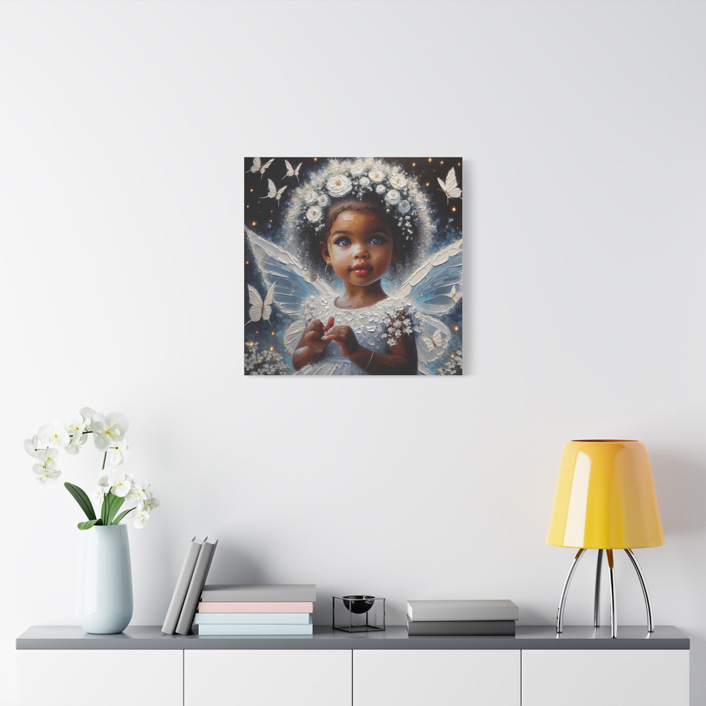 Beautiful Child Black Canvas Art