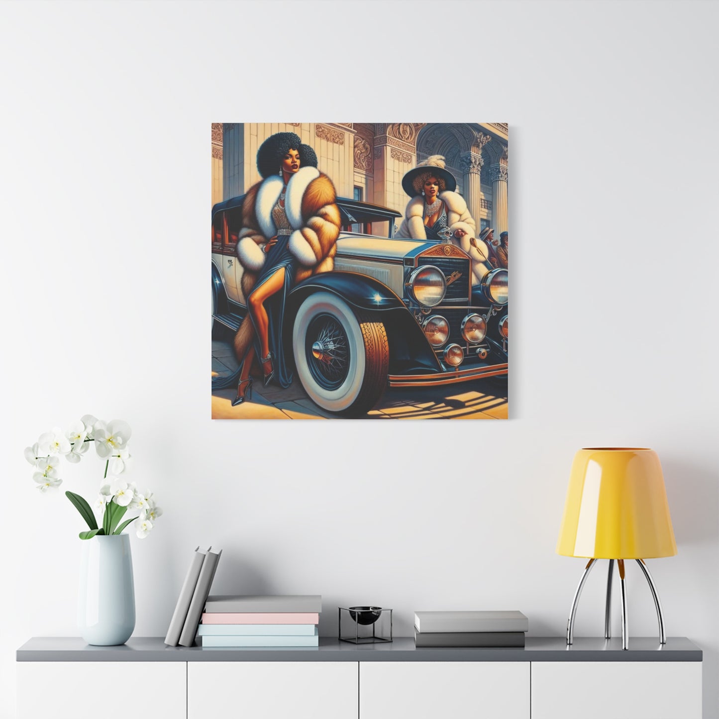 Beautiful Woman Old Fashioned Black Canvas Art