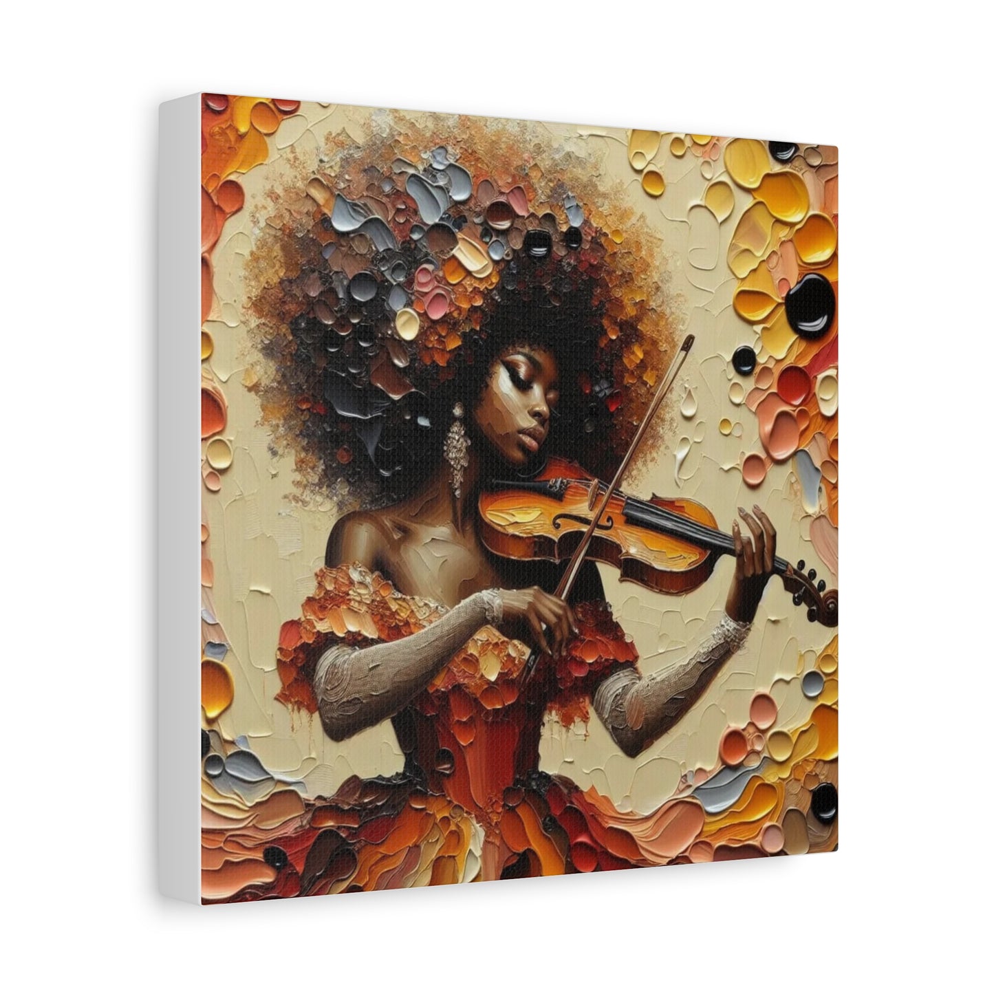 Beautiful Black Woman Violinist Canvas Art