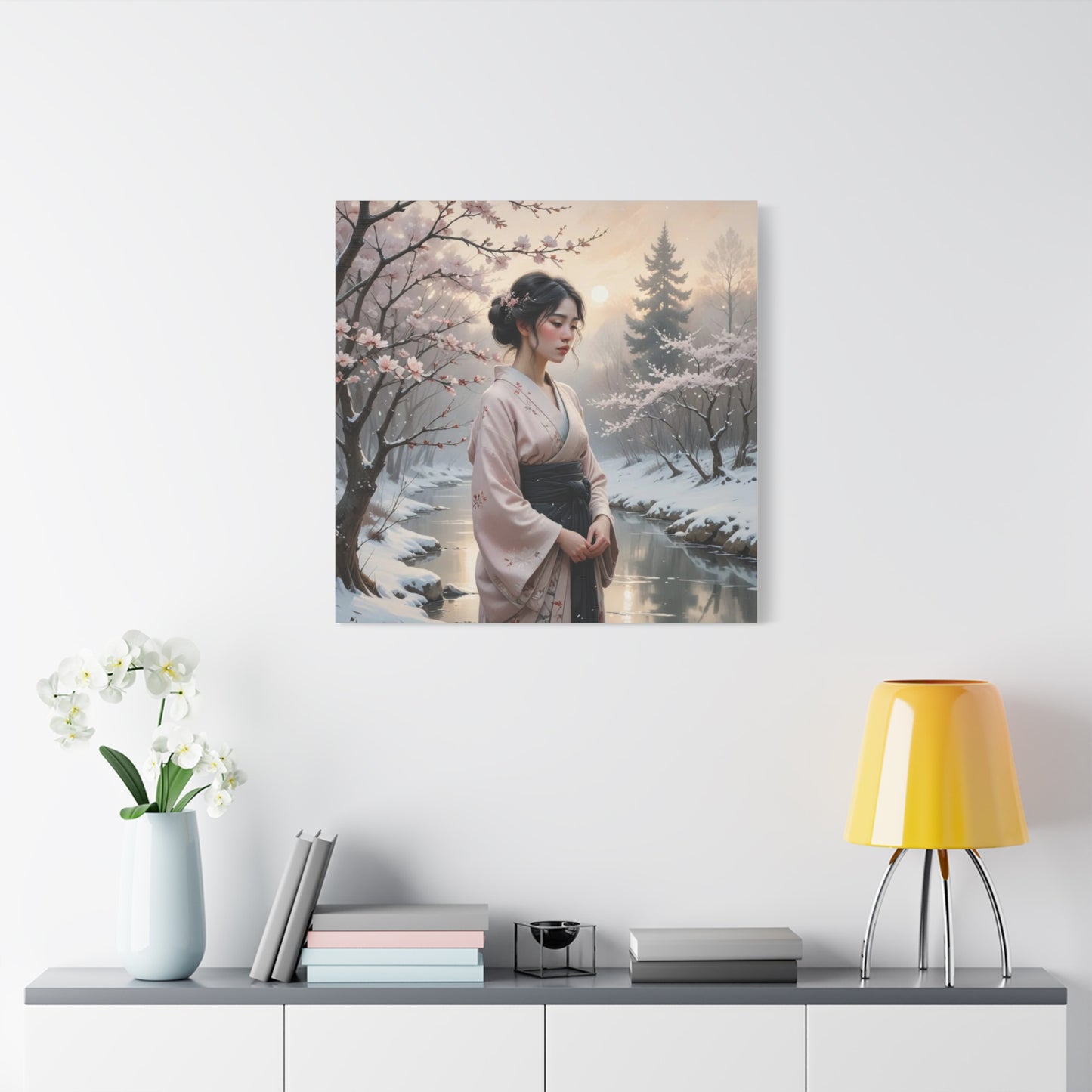 Lady in the Snow Asian Abstract Art