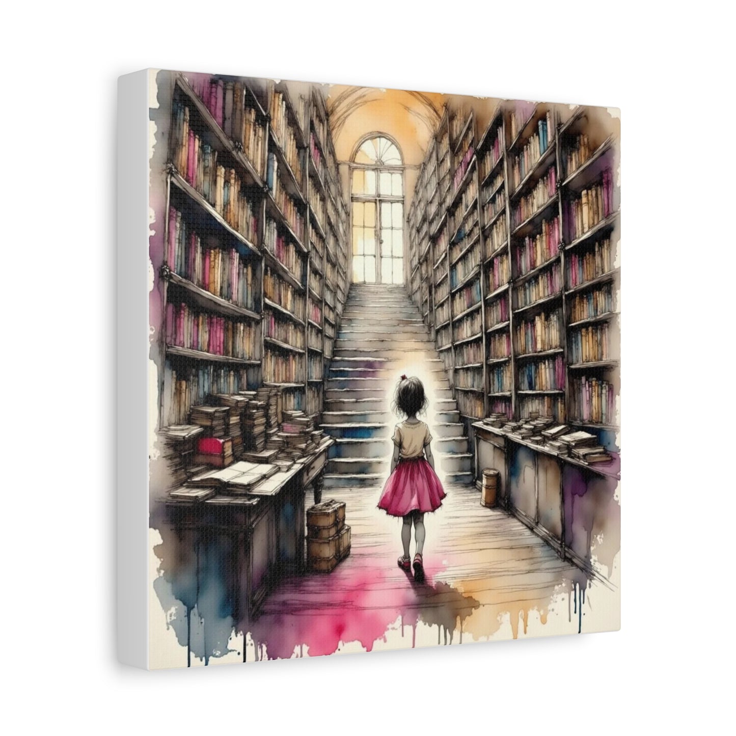 Girl in the Library Abstract Art