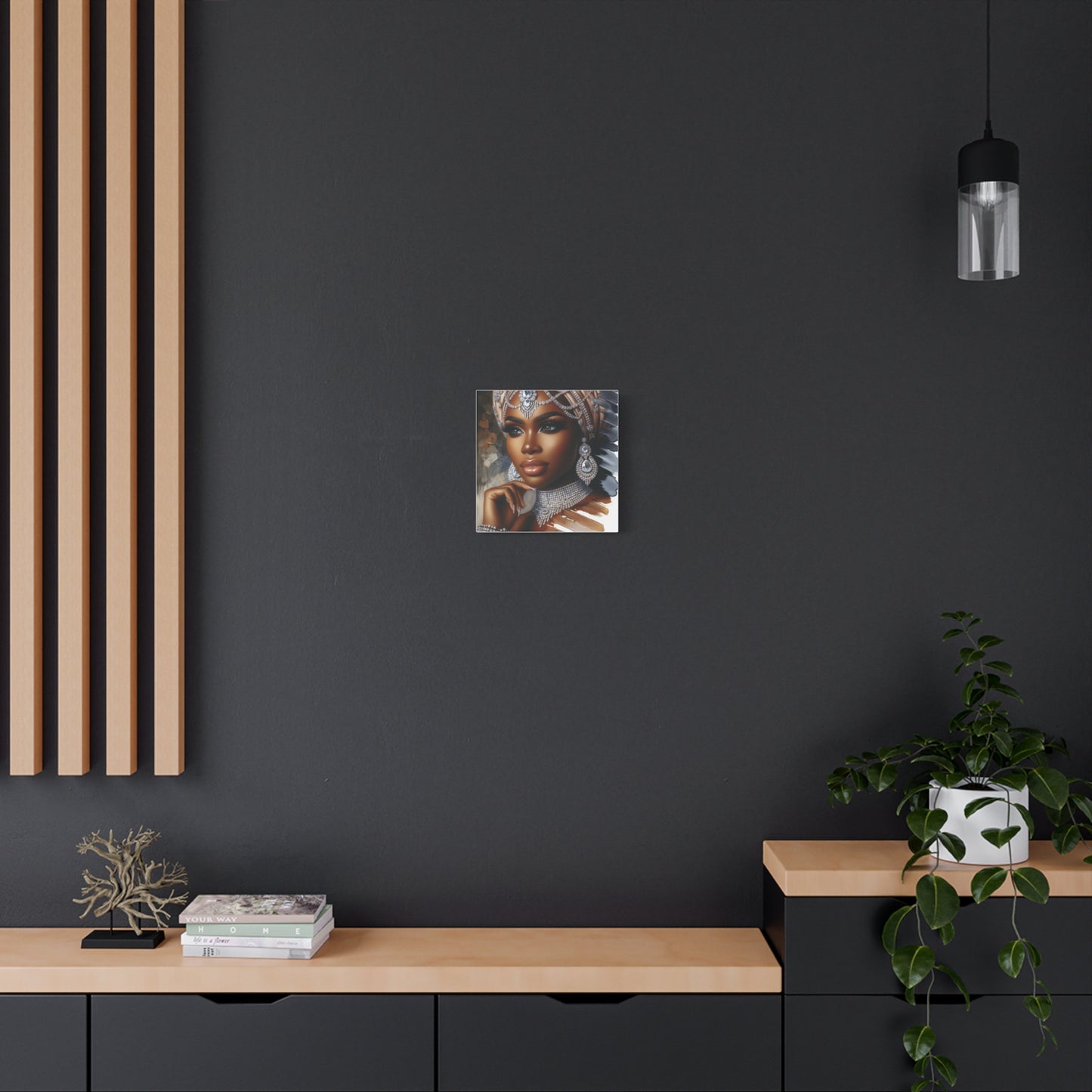 Beautiful Black Woman w Diamonds Canvas Art
