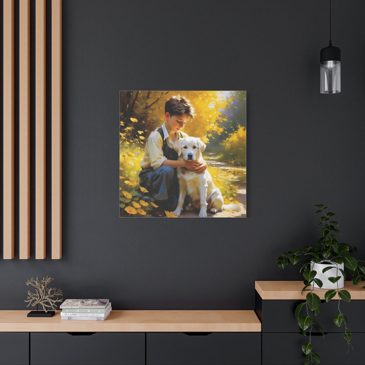 A Boy and His Labrador Retriever Puppy Art
