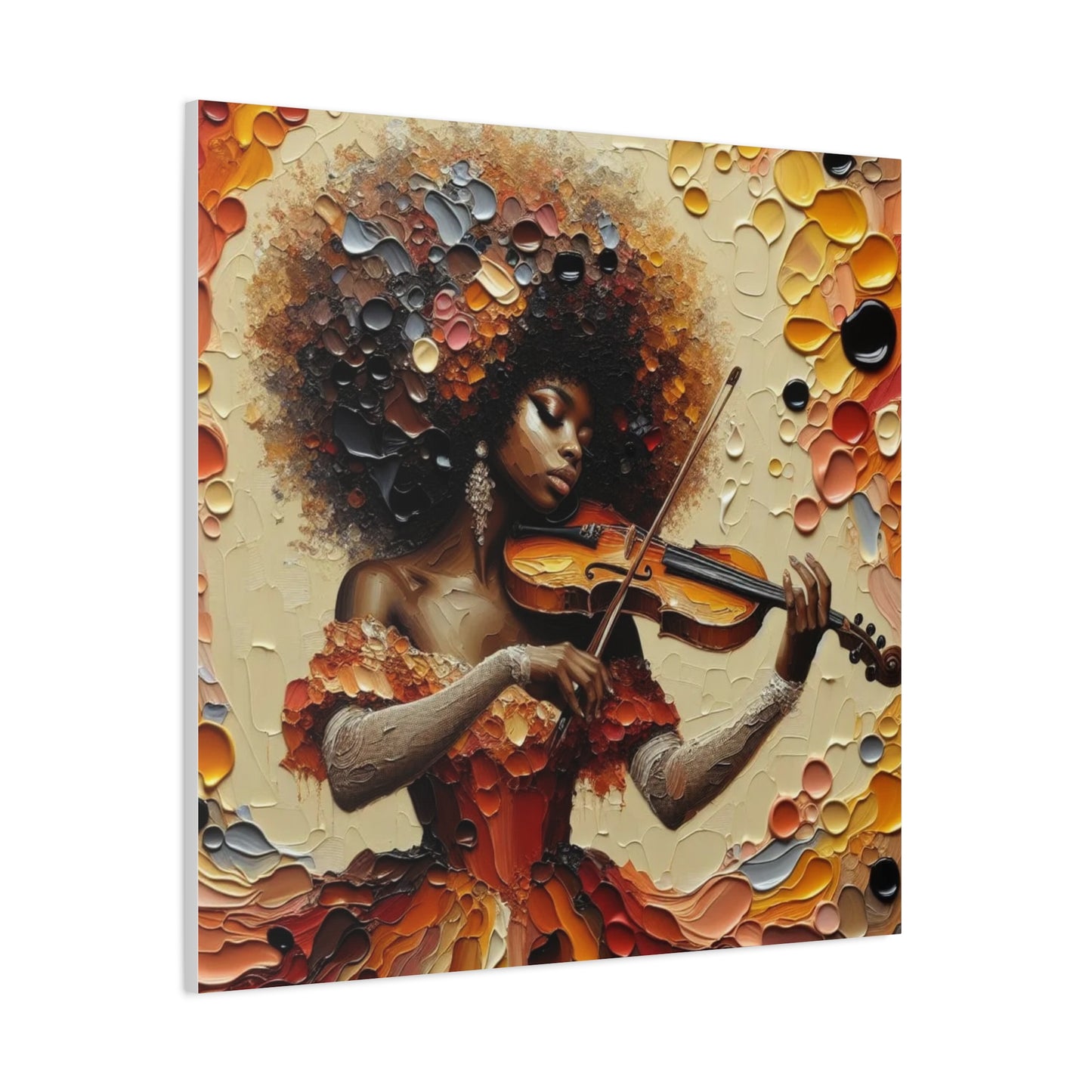 Beautiful Black Woman Violinist Canvas Art