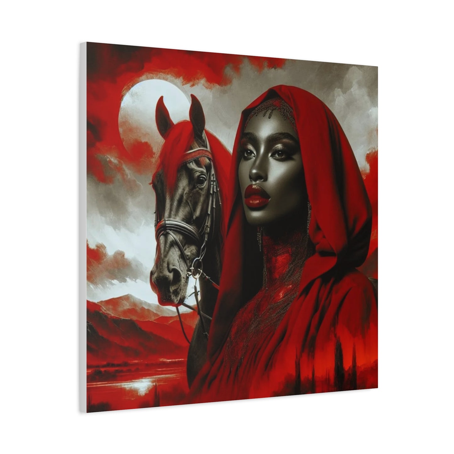 Beautiful Black Woman and her Horse Canvas Art