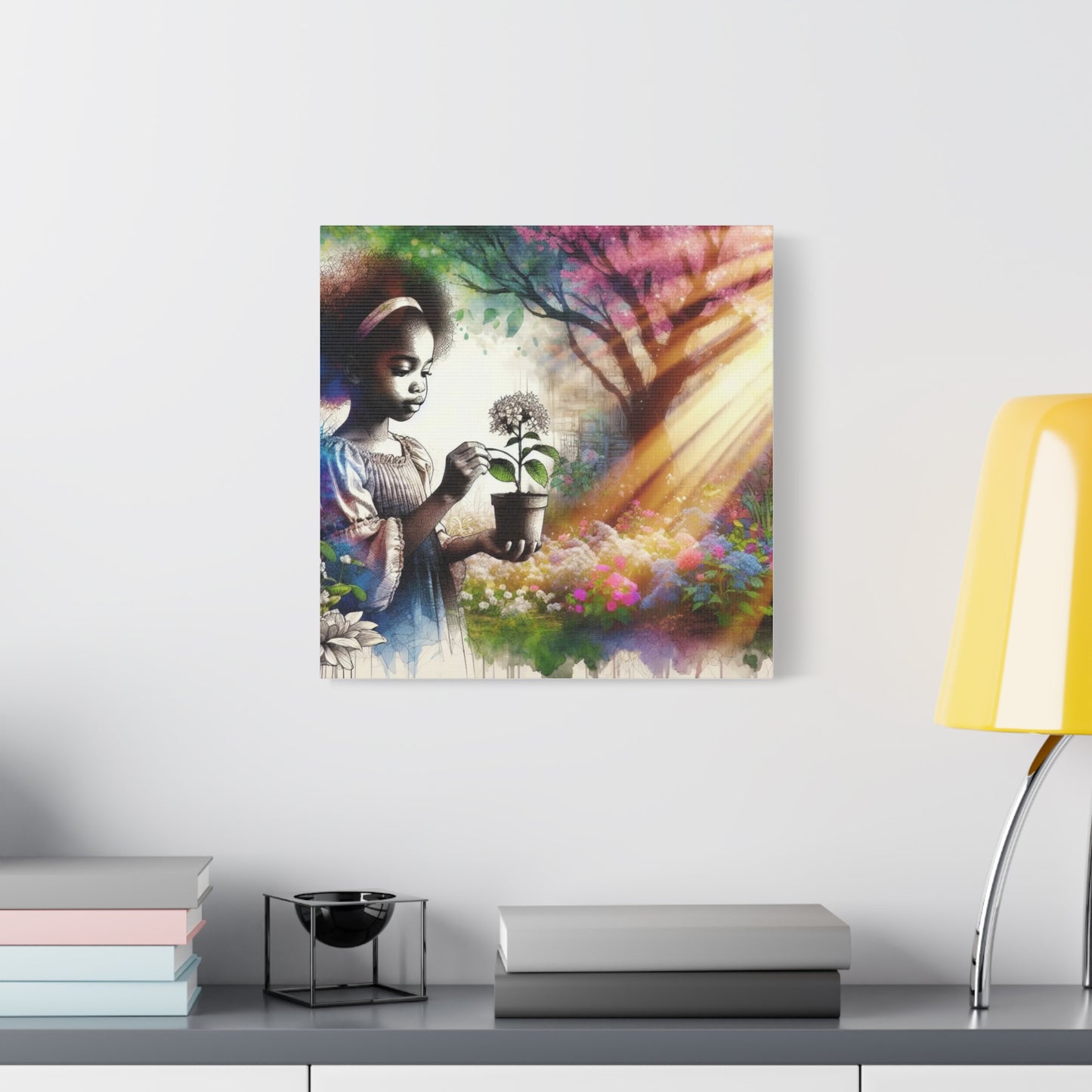 Black Child in Garden Canvas Art