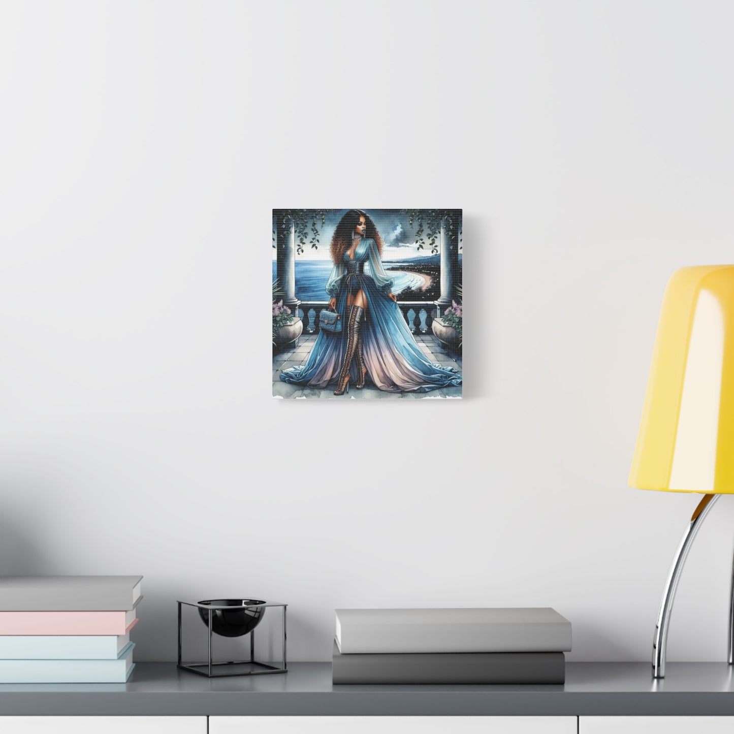 Beautiful Black Woman in Blue Canvas Art