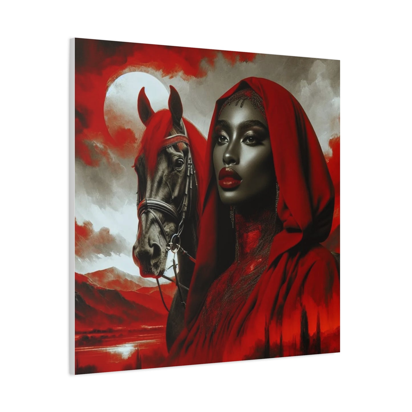 Beautiful Black Woman and her Horse Canvas Art