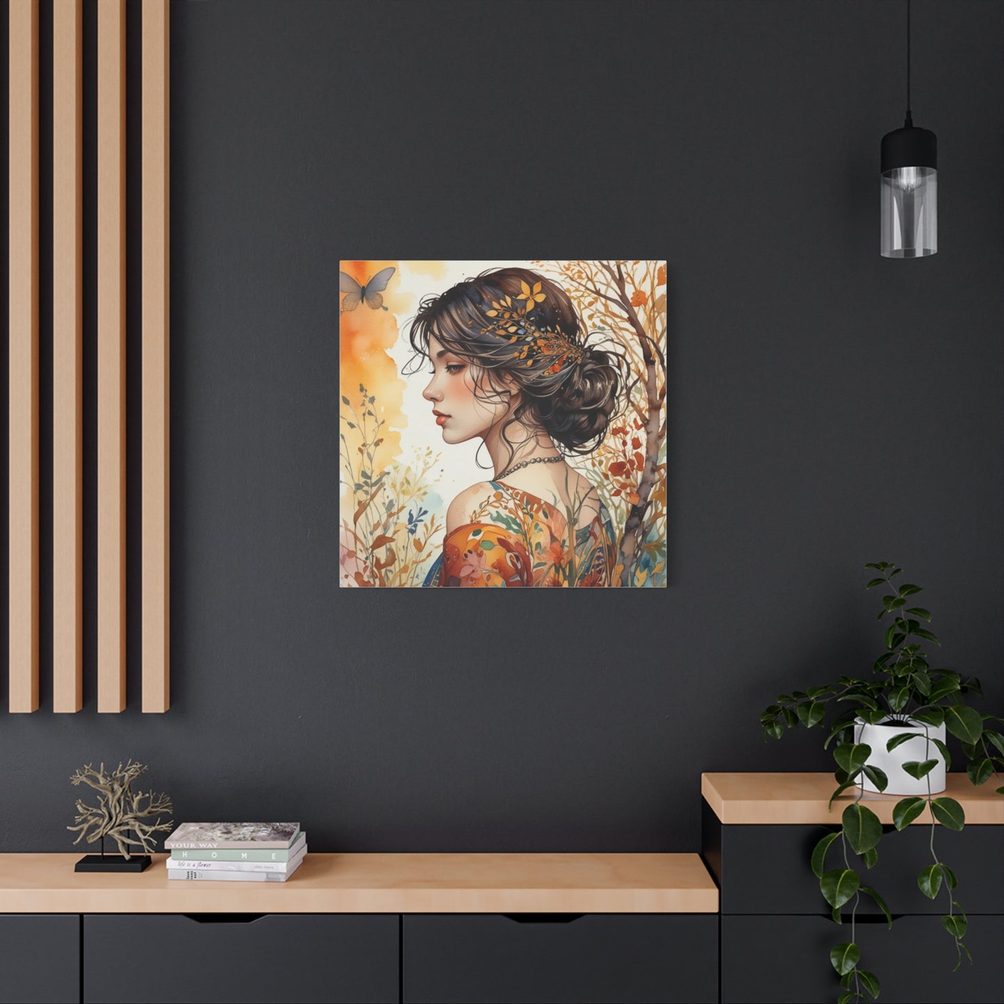 Girl with Leaves in Her Hair Abstract Art
