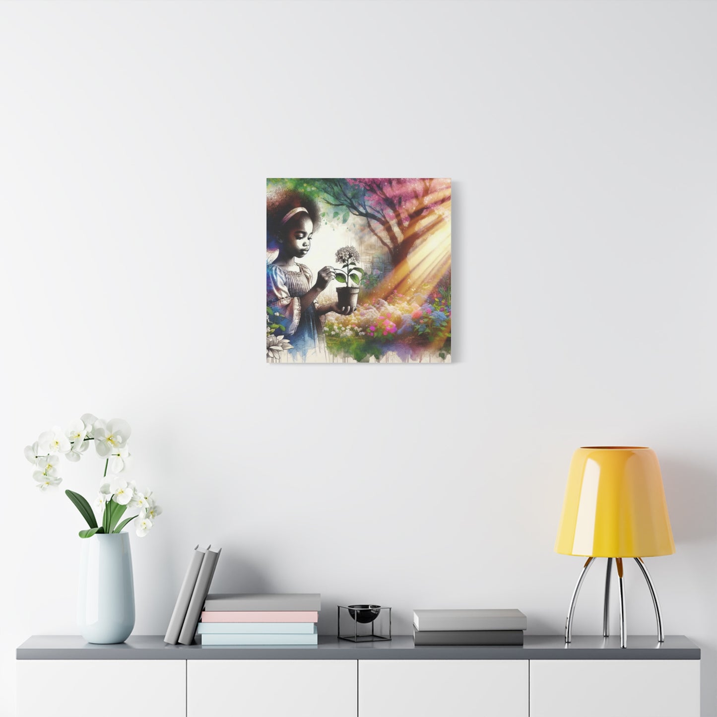 Black Child in Garden Canvas Art