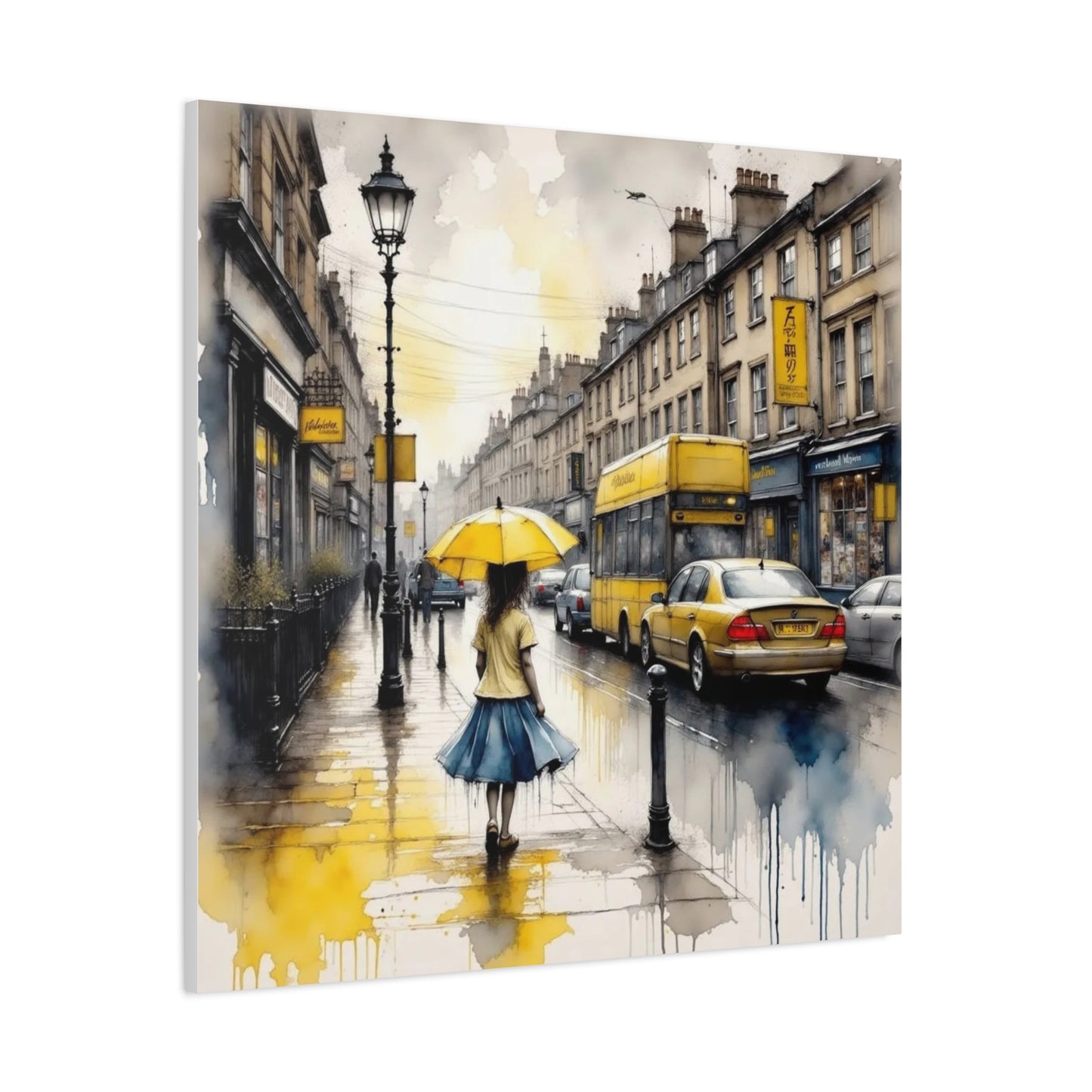 Girl with the Yellow Umbrella Abstract Art