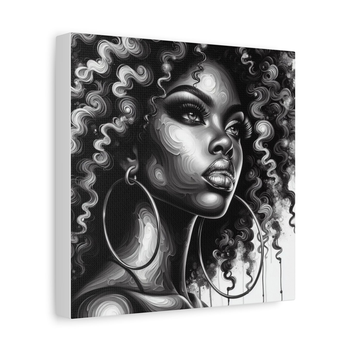 Beautiful Woman Abstract Black Canvas Art