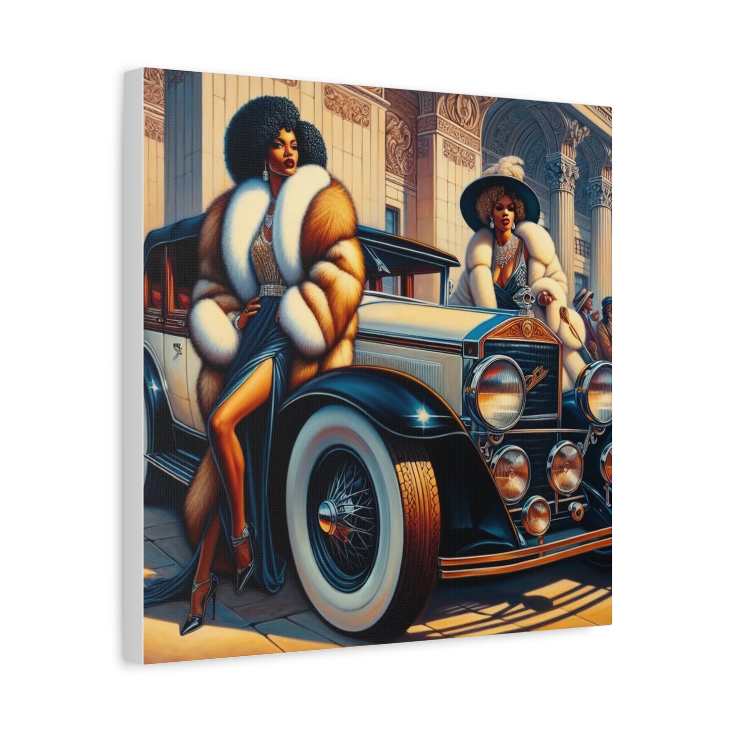 Beautiful Woman Old Fashioned Black Canvas Art