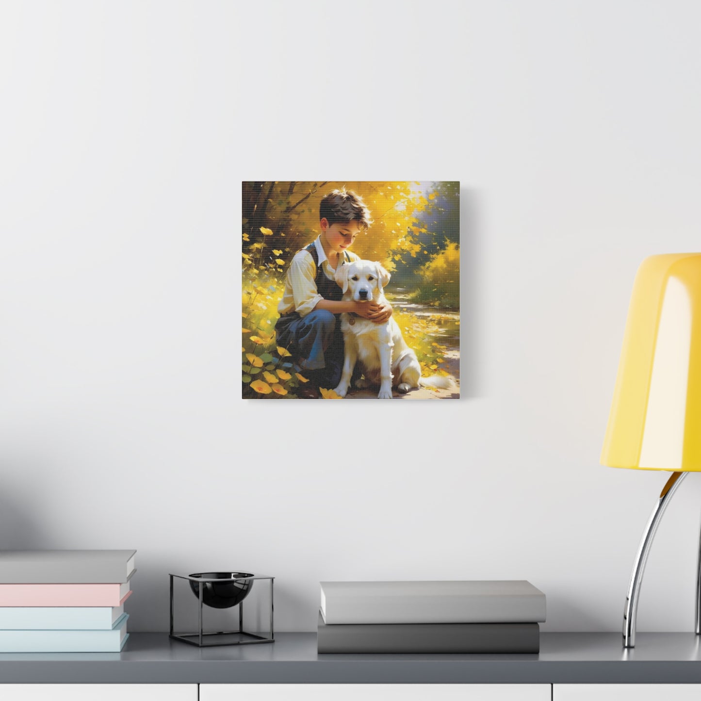 A Boy and His Labrador Retriever Puppy Art