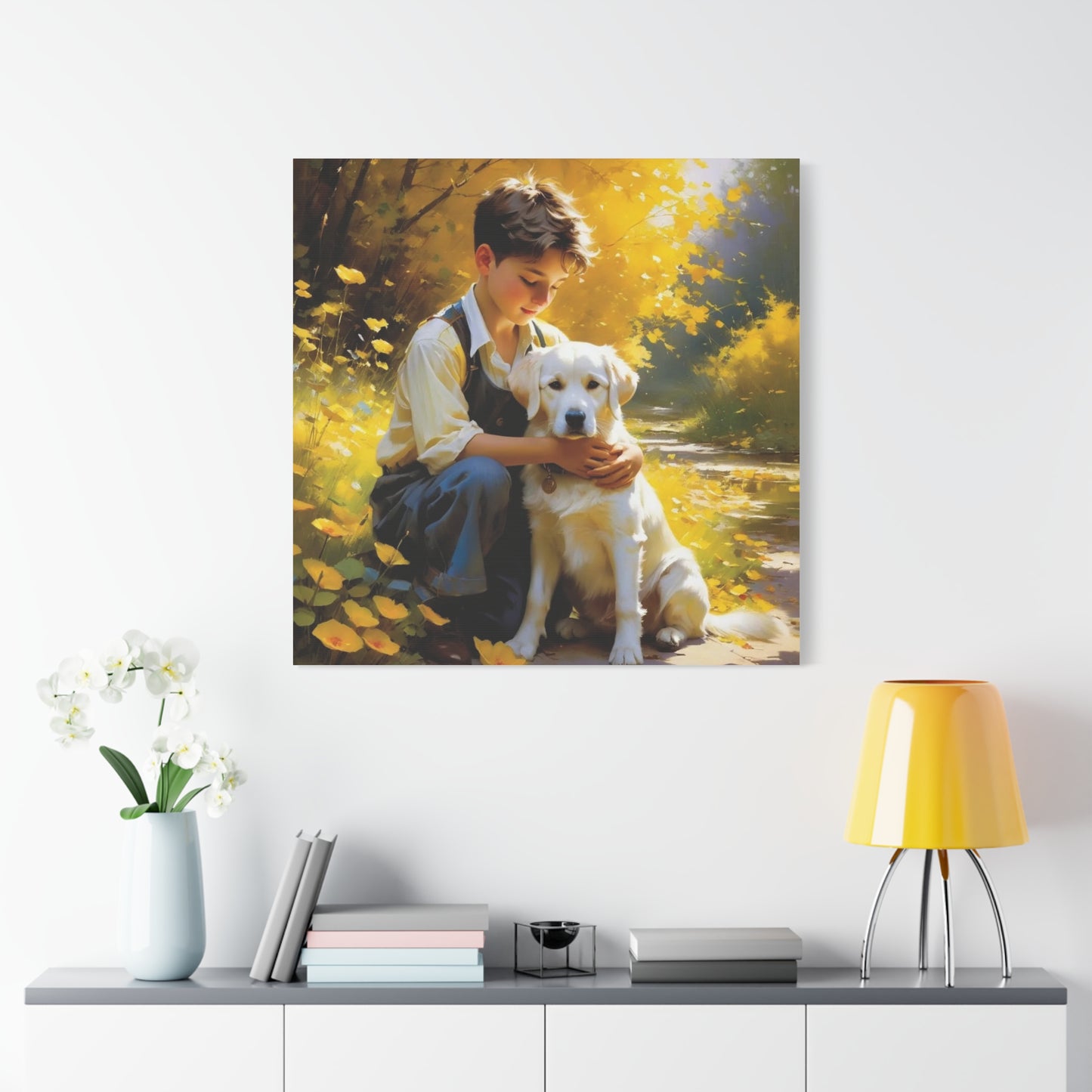 A Boy and His Labrador Retriever Puppy Art