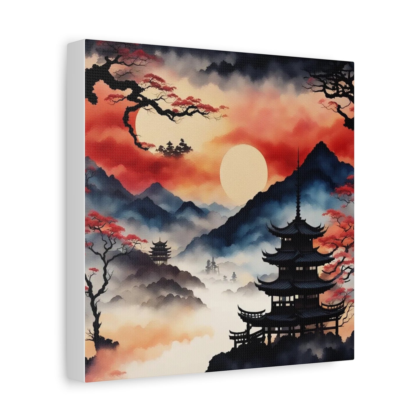 Sunset over the Mountains Asian Abstract Art