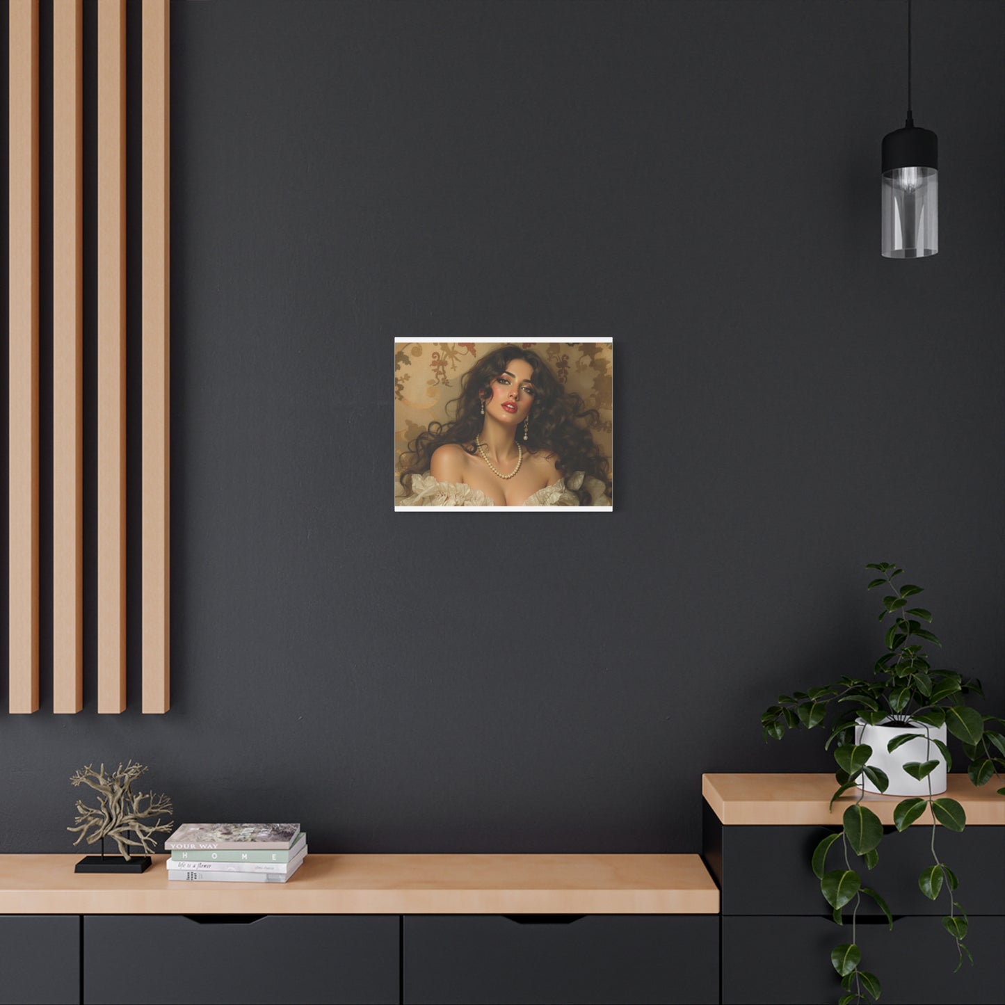 Canvas Print - Brunette Woman With Pearls