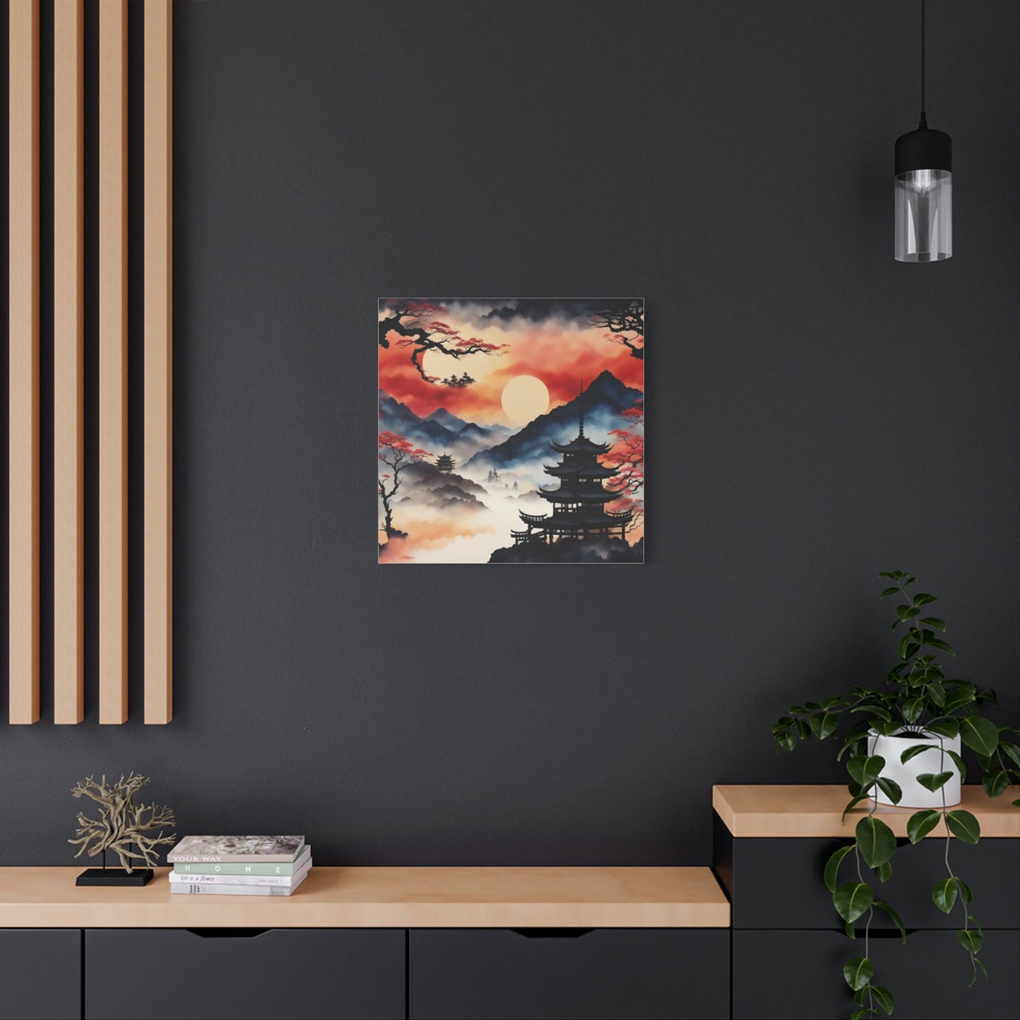 Sunset over the Mountains Asian Abstract Art