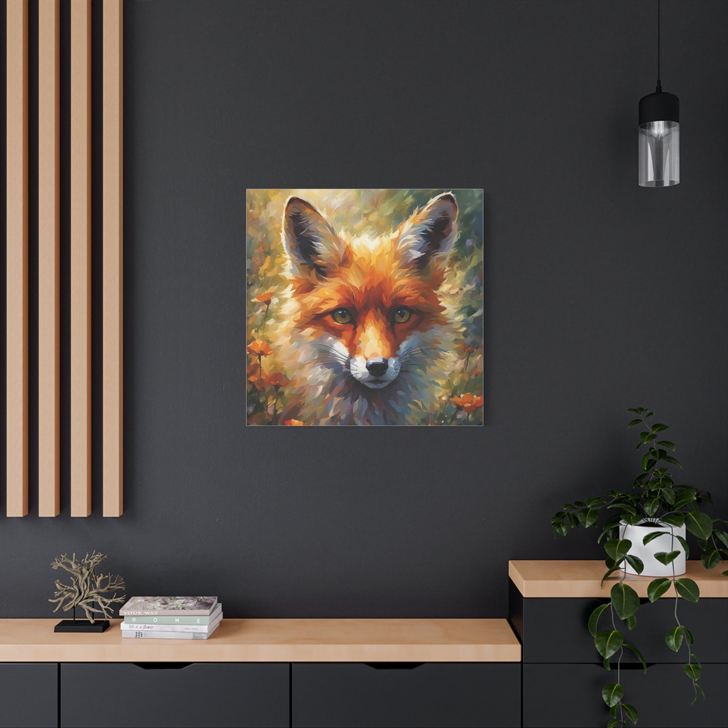Fox in the Flowers Abstract Art