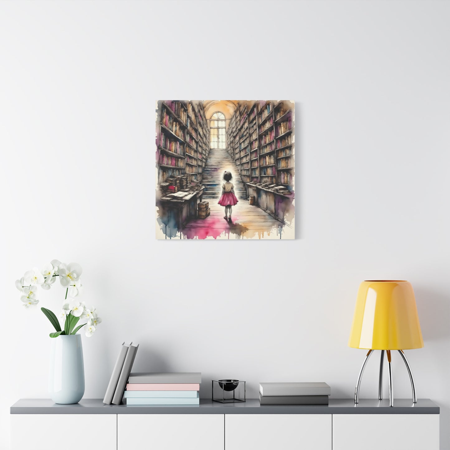 Girl in the Library Abstract Art
