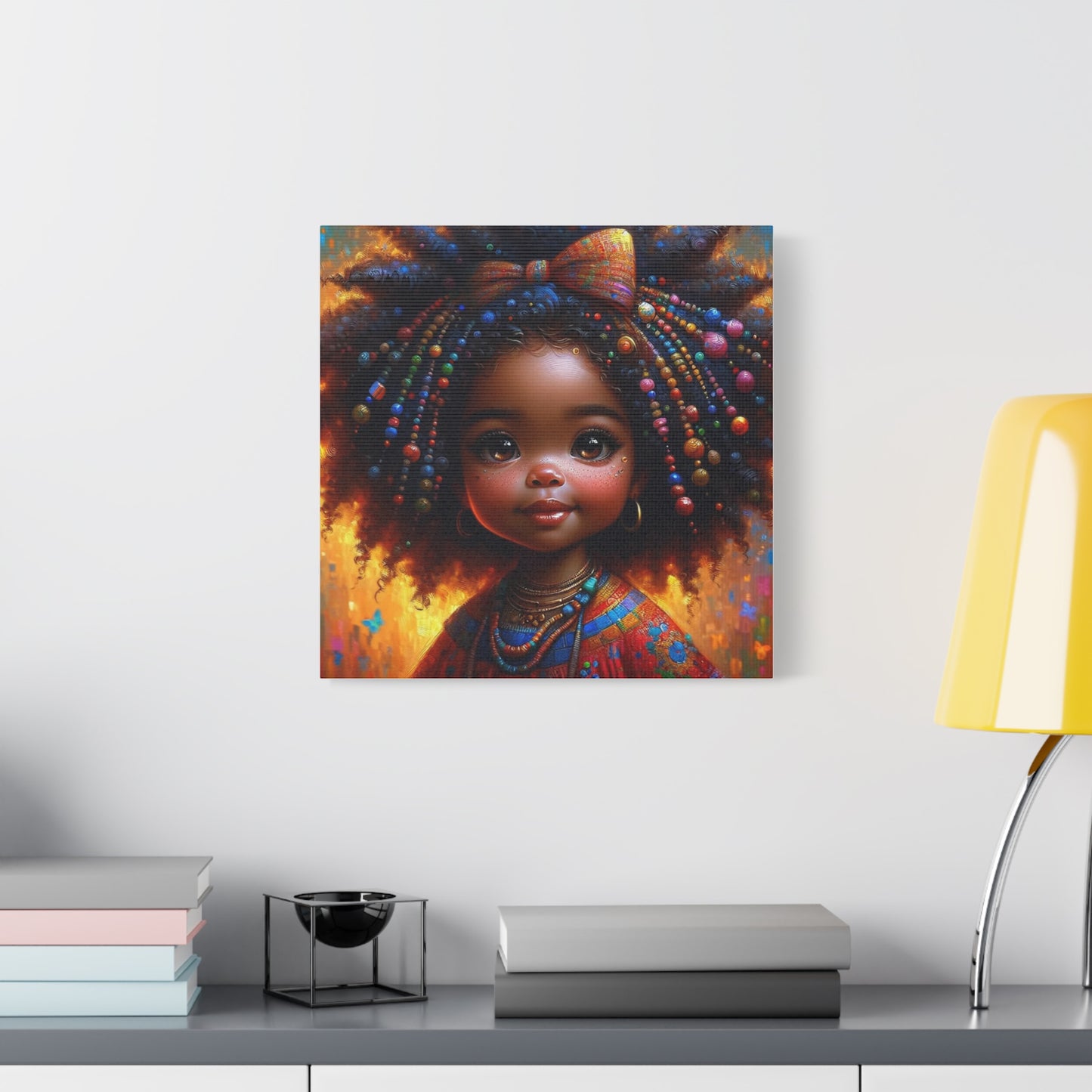 Beautiful Child Black Canvas Art