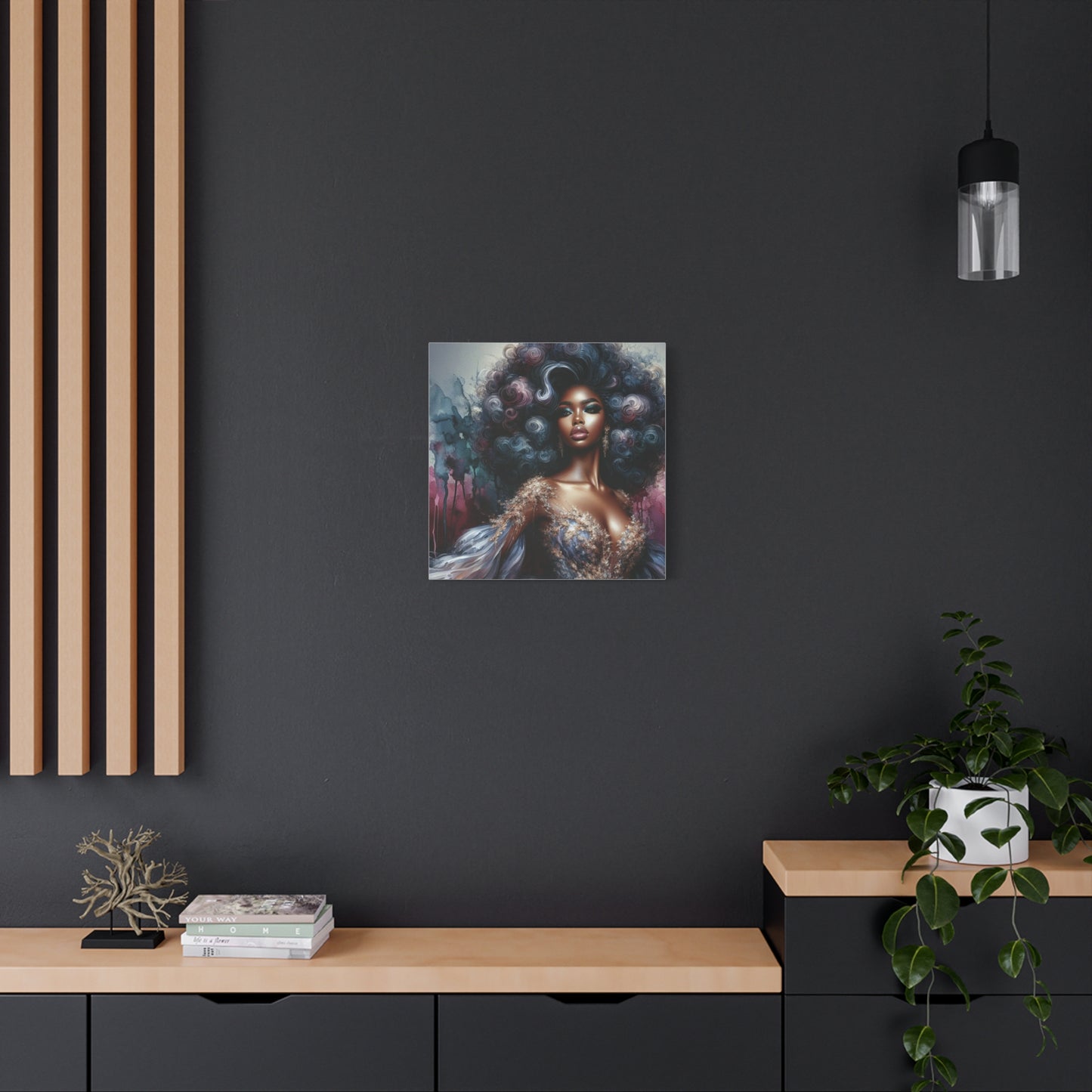 Beautiful Woman Black Canvas Art