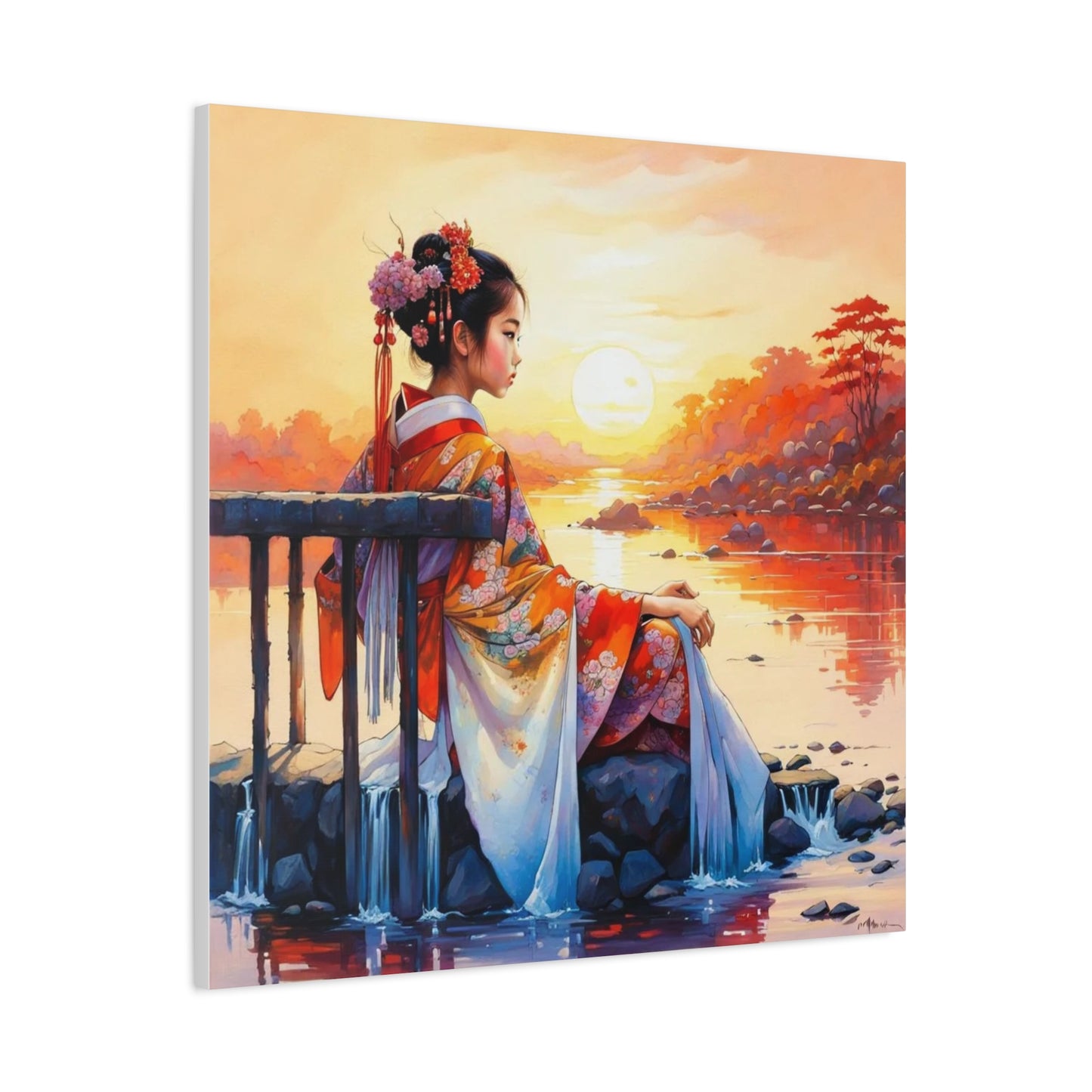 Girl by the Water Asian Abstract Art