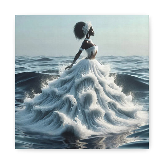 Beautiful Black Woman w Water Dress Canvas Art