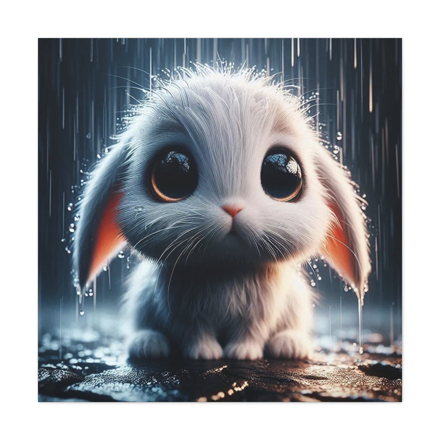 Baby Bunny in the Rain Art