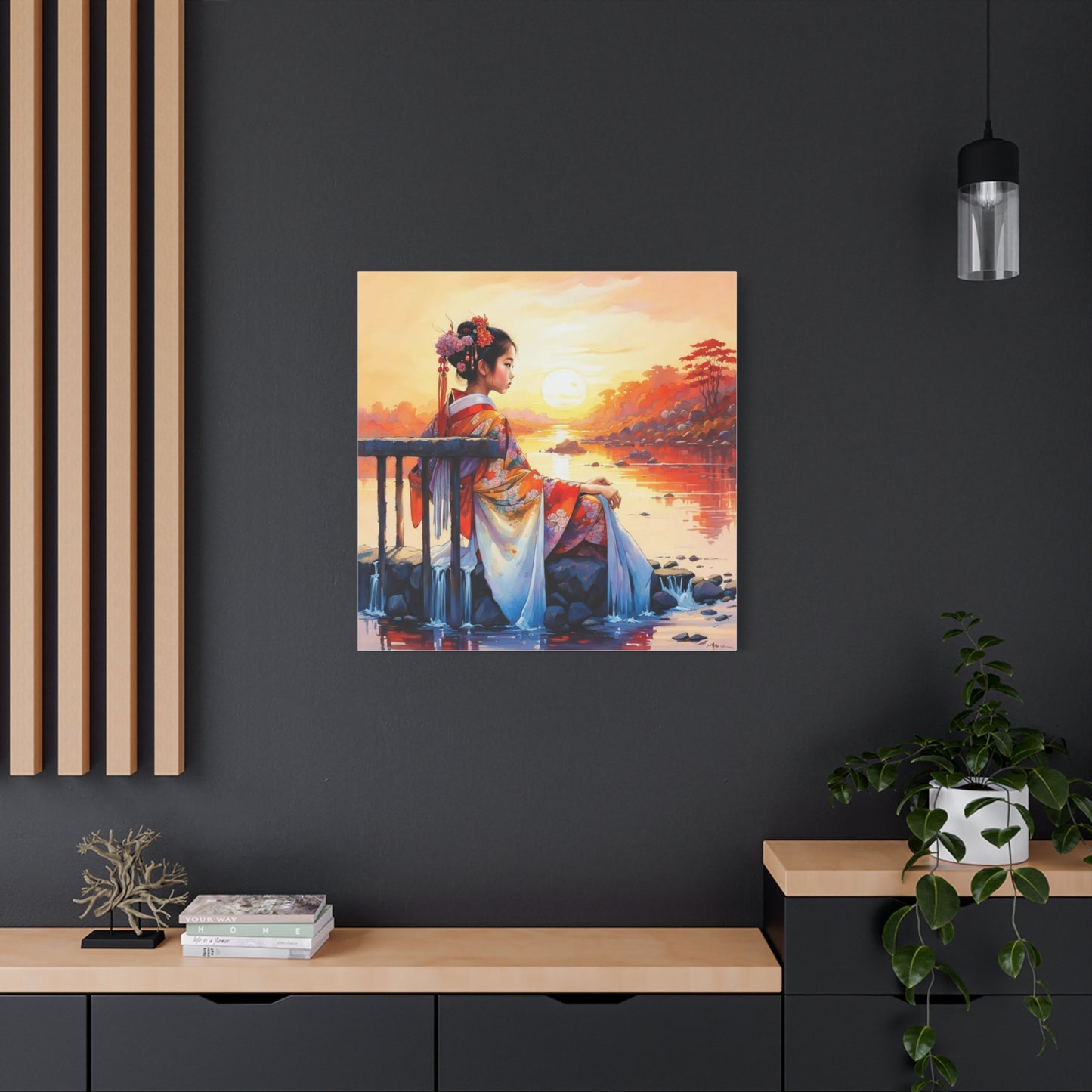 Girl by the Water Asian Abstract Art