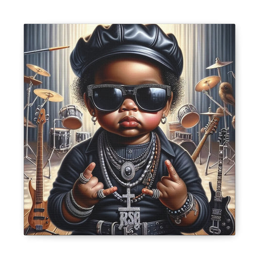 Cool Little Boy Black Canvas Art
