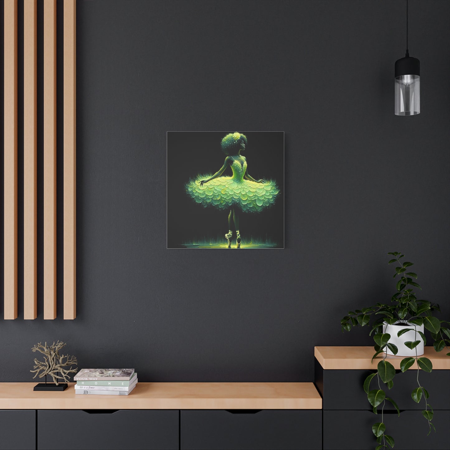 Beautiful Black Ballerina in Yellow Canvas Art